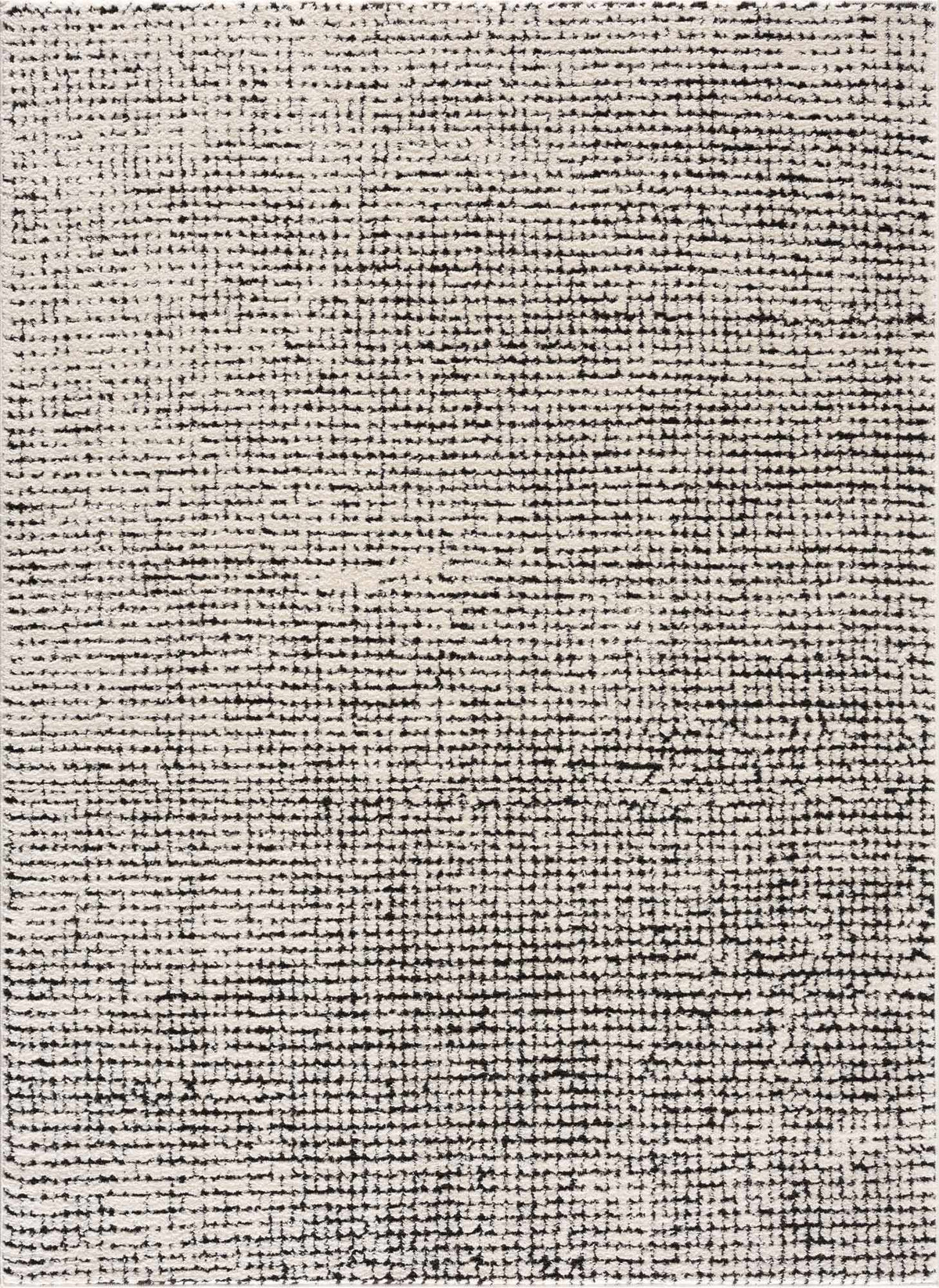 Keita Ivory Black Grid Plush Rug With Luxe High Pile