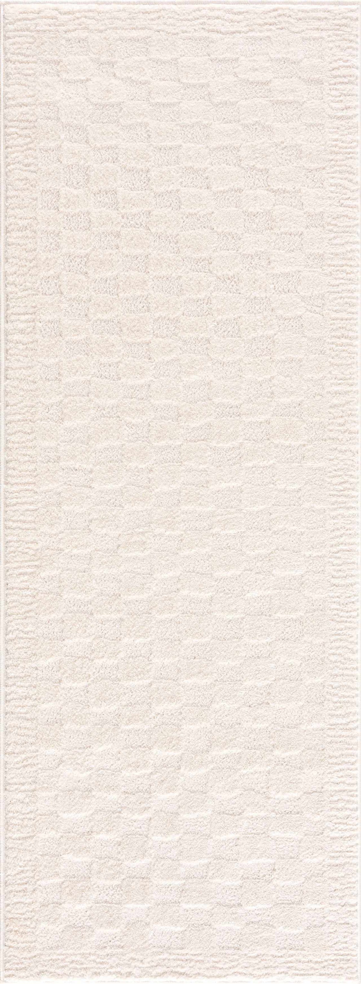 Lumina Home Leryn Ivory Plush High Pile Check Area Rug