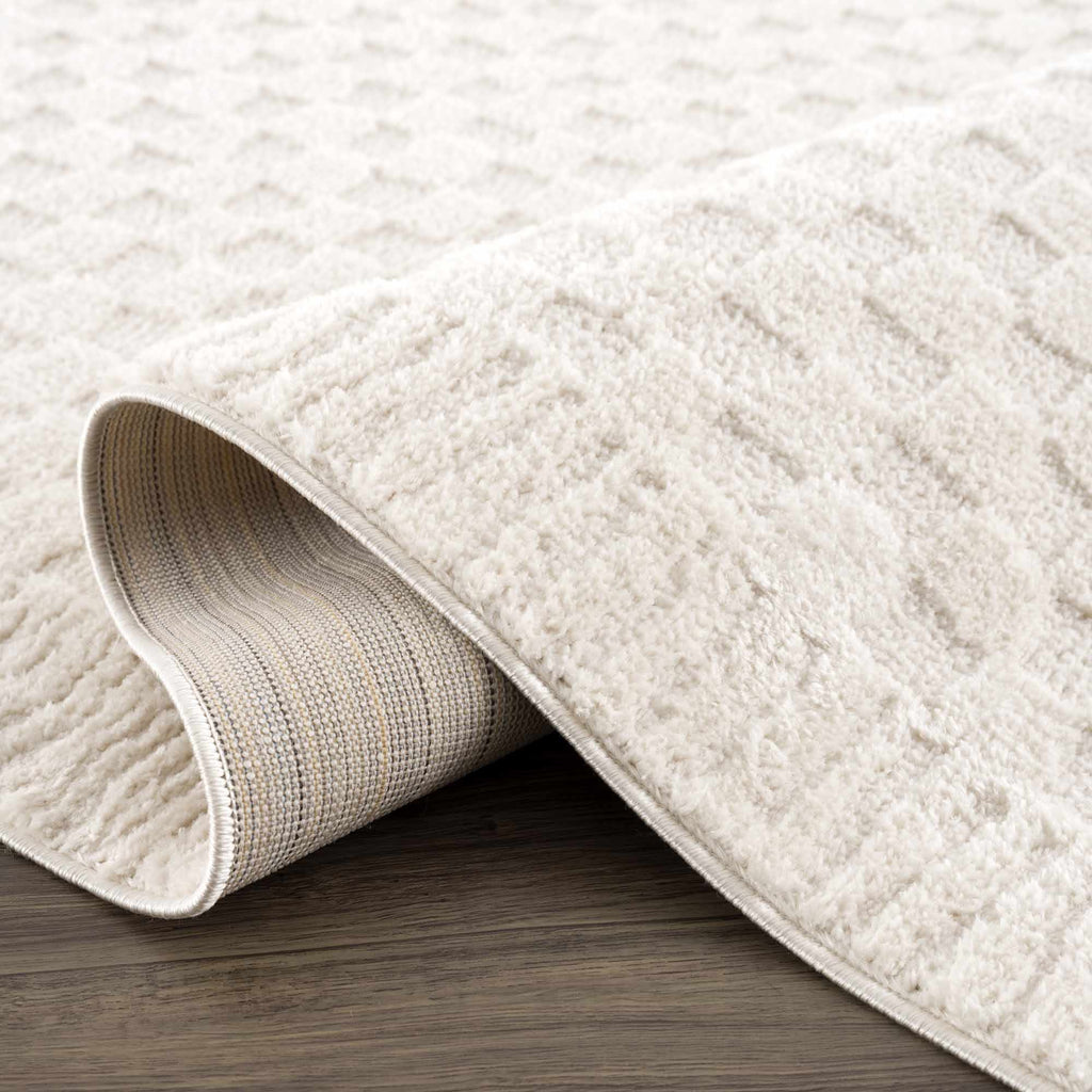 Lumina Home Leryn Ivory Plush High Pile Check Area Rug
