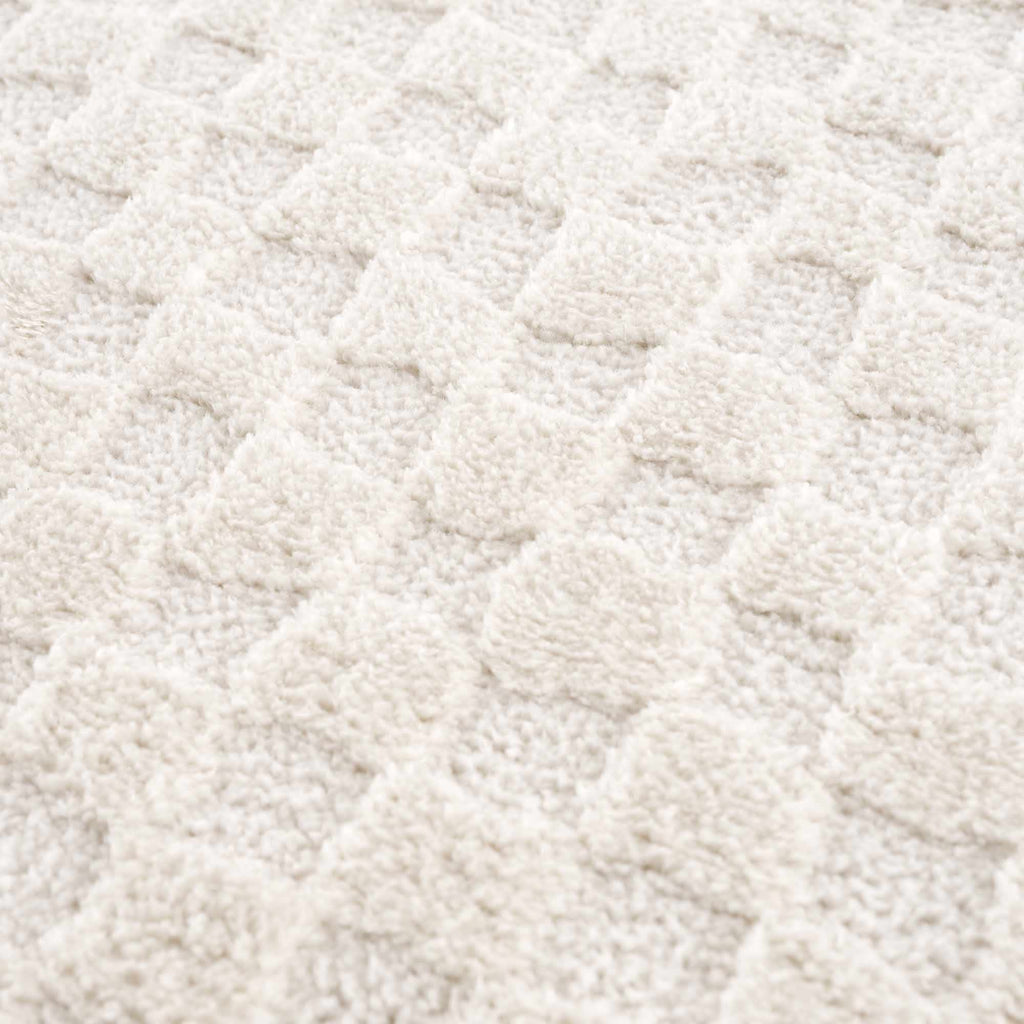 Lumina Home Leryn Ivory Plush High Pile Check Area Rug