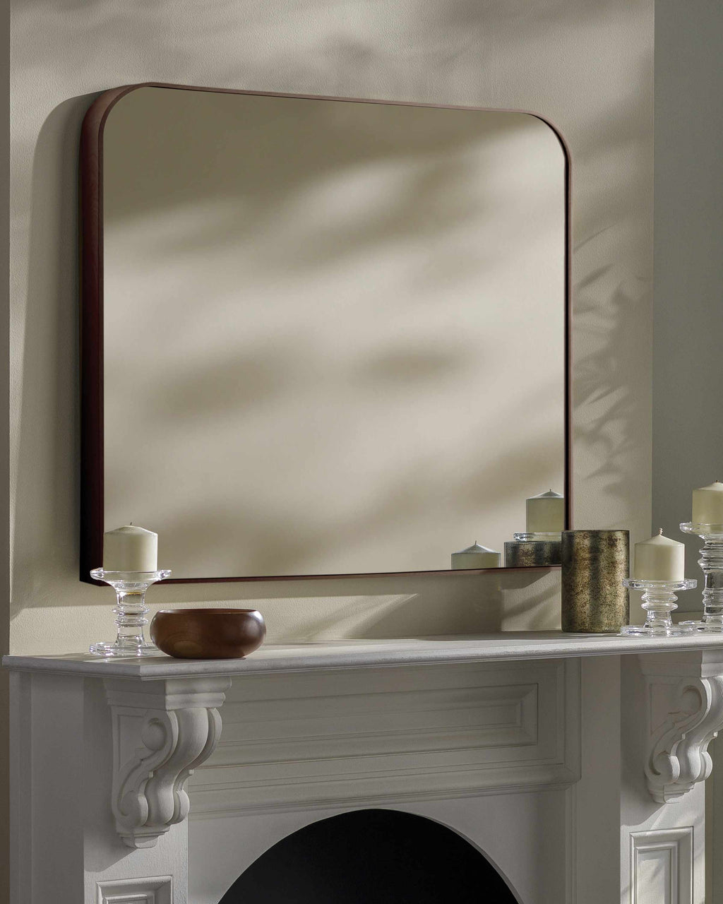 Grimisuat Contemporary Wall Mirror With Dark Brown Aluminum Frame