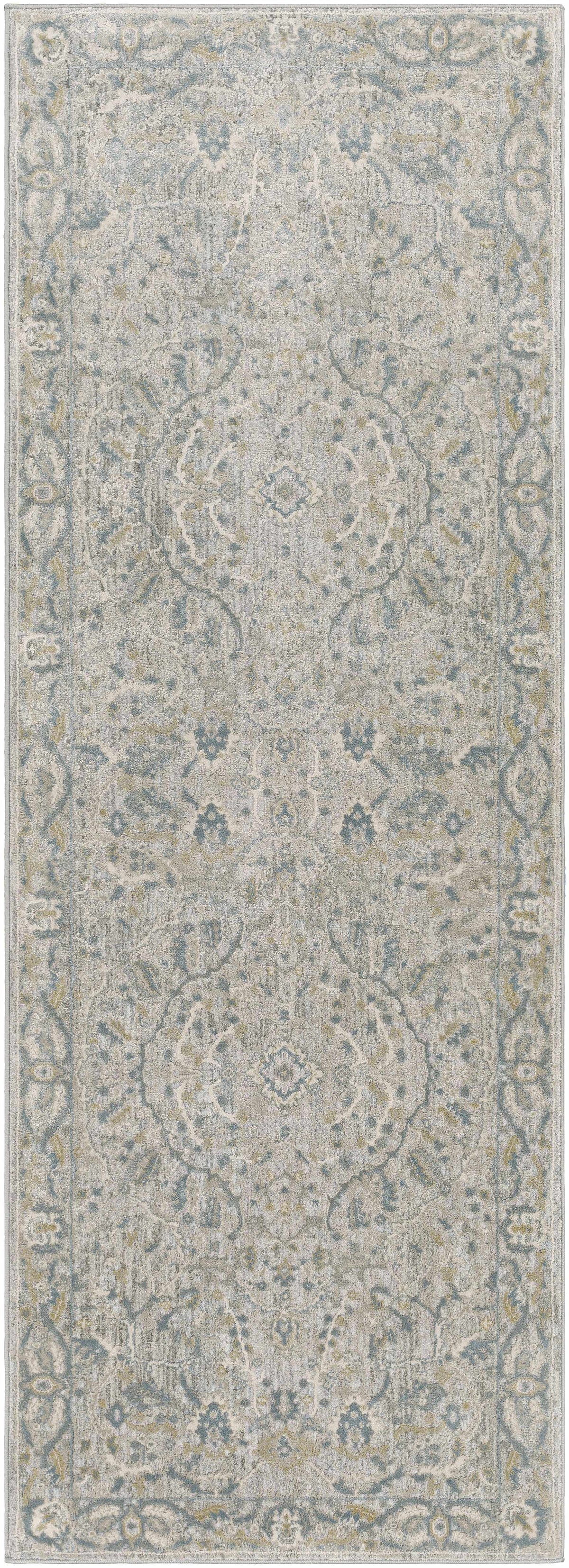 Glengarry Luxe Taupe With Teal Accent Fringe Area Rug