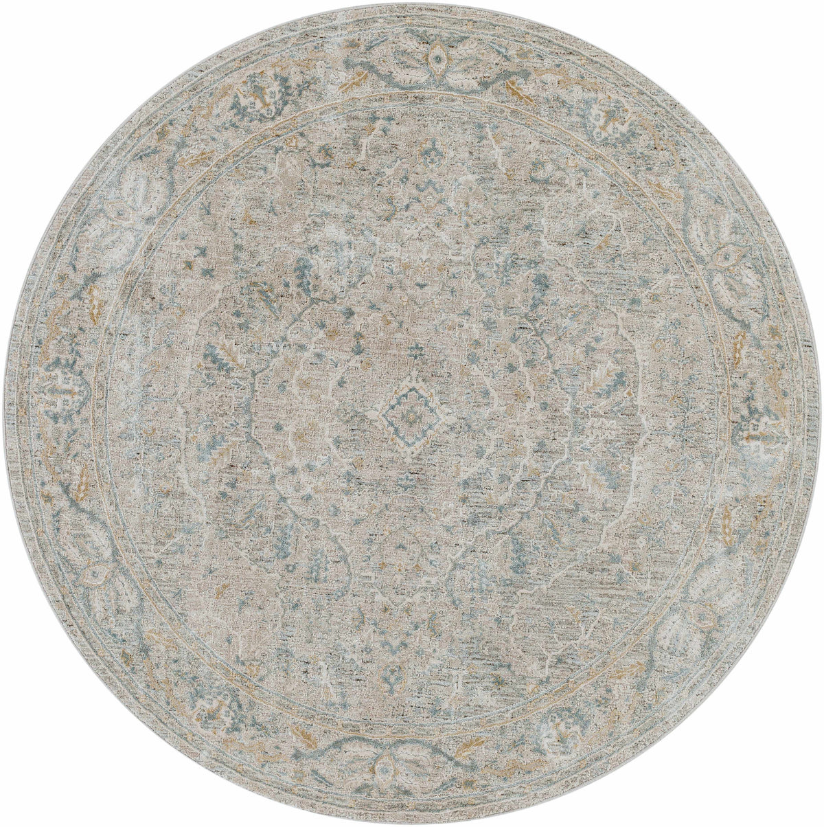 Glengarry Luxe Taupe With Teal Accent Fringe Area Rug