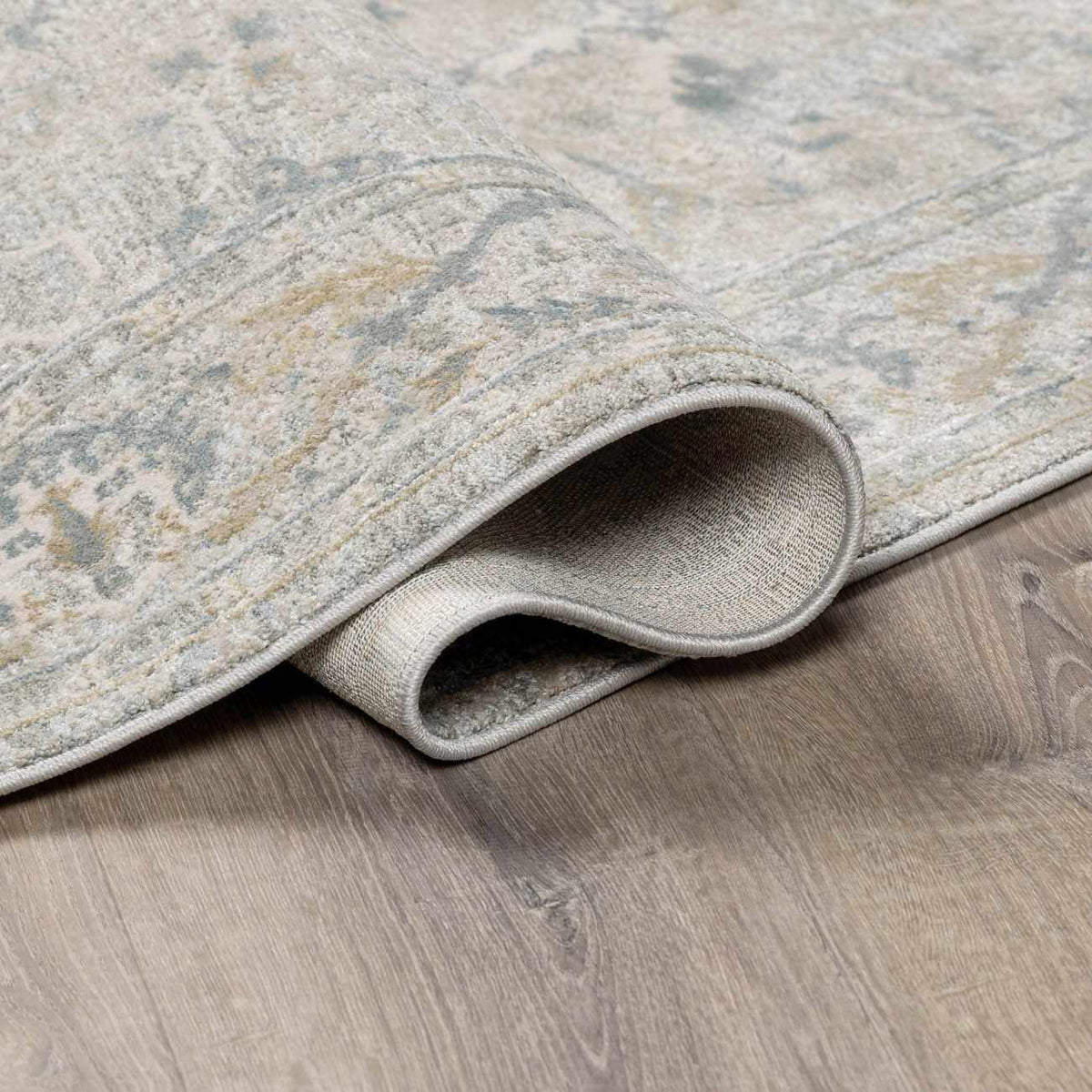 Glengarry Luxe Taupe With Teal Accent Fringe Area Rug