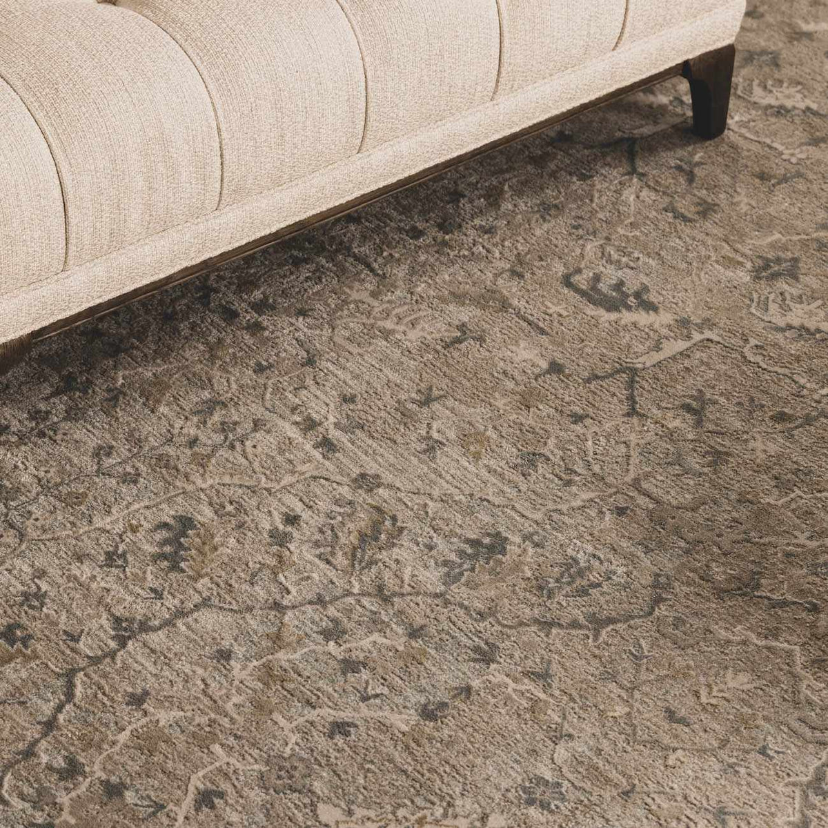 Glengarry Luxe Taupe With Teal Accent Fringe Area Rug