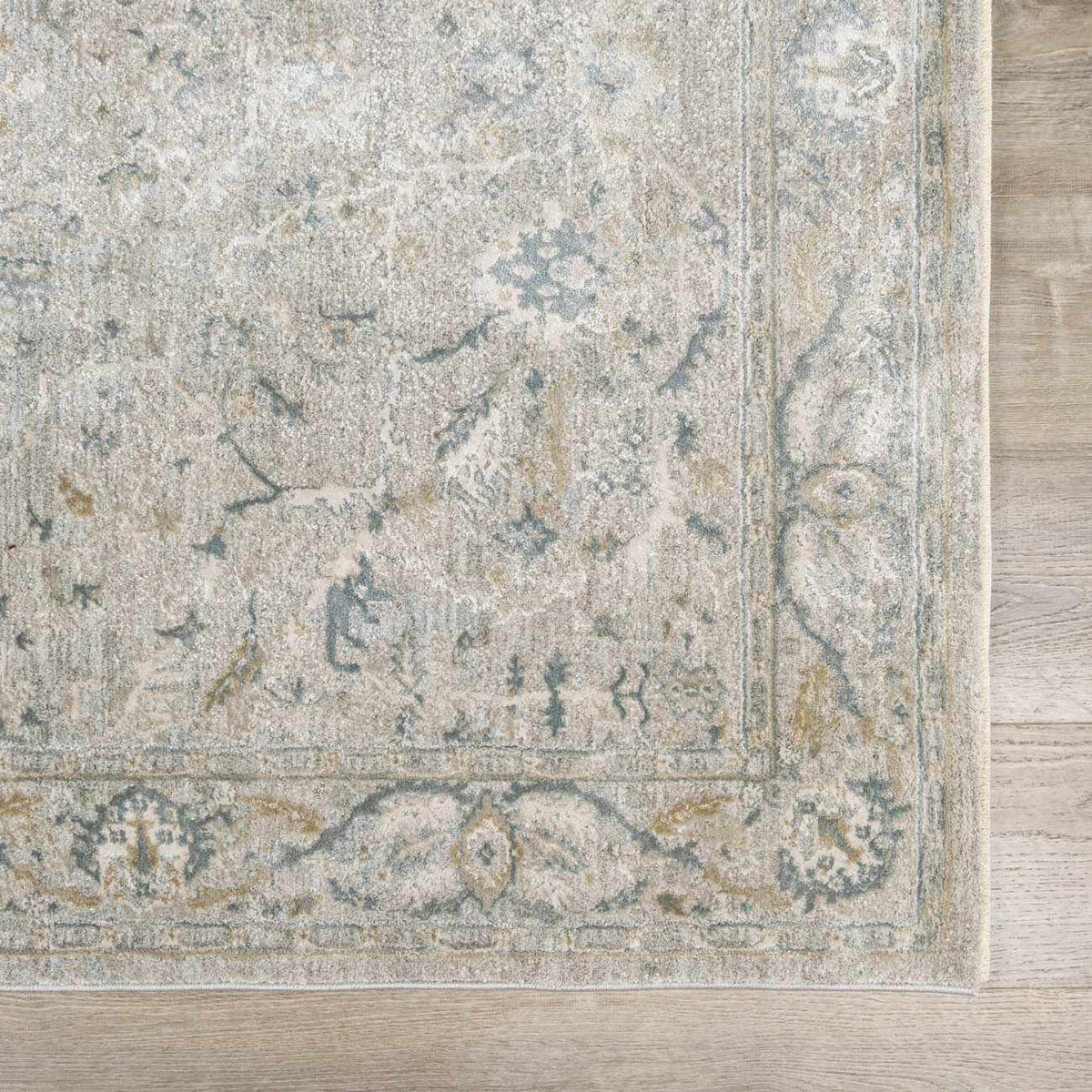 Glengarry Luxe Taupe With Teal Accent Fringe Area Rug