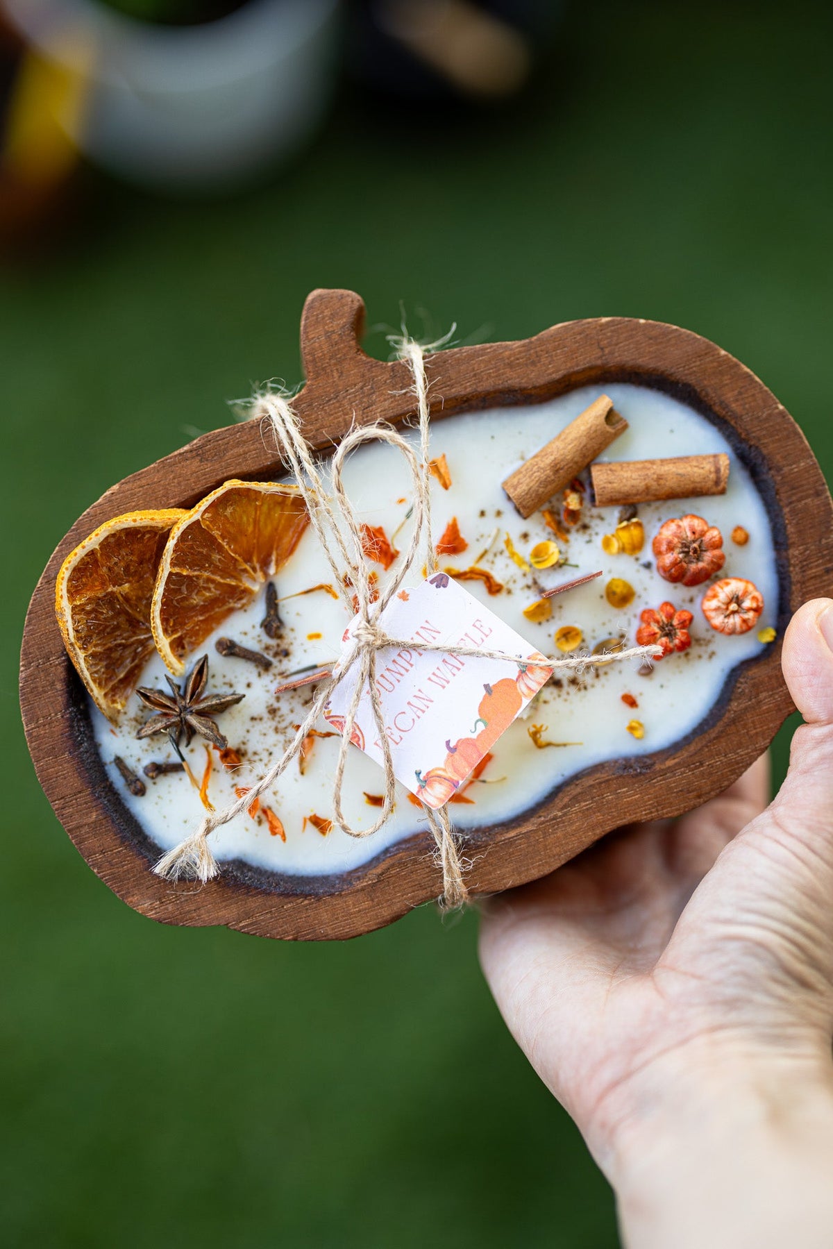 CedarGrove Wooden Pumpkin Candle In Reusable Dough Bowl