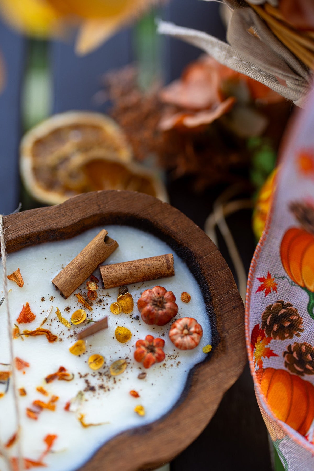 CedarGrove Wooden Pumpkin Candle In Reusable Dough Bowl