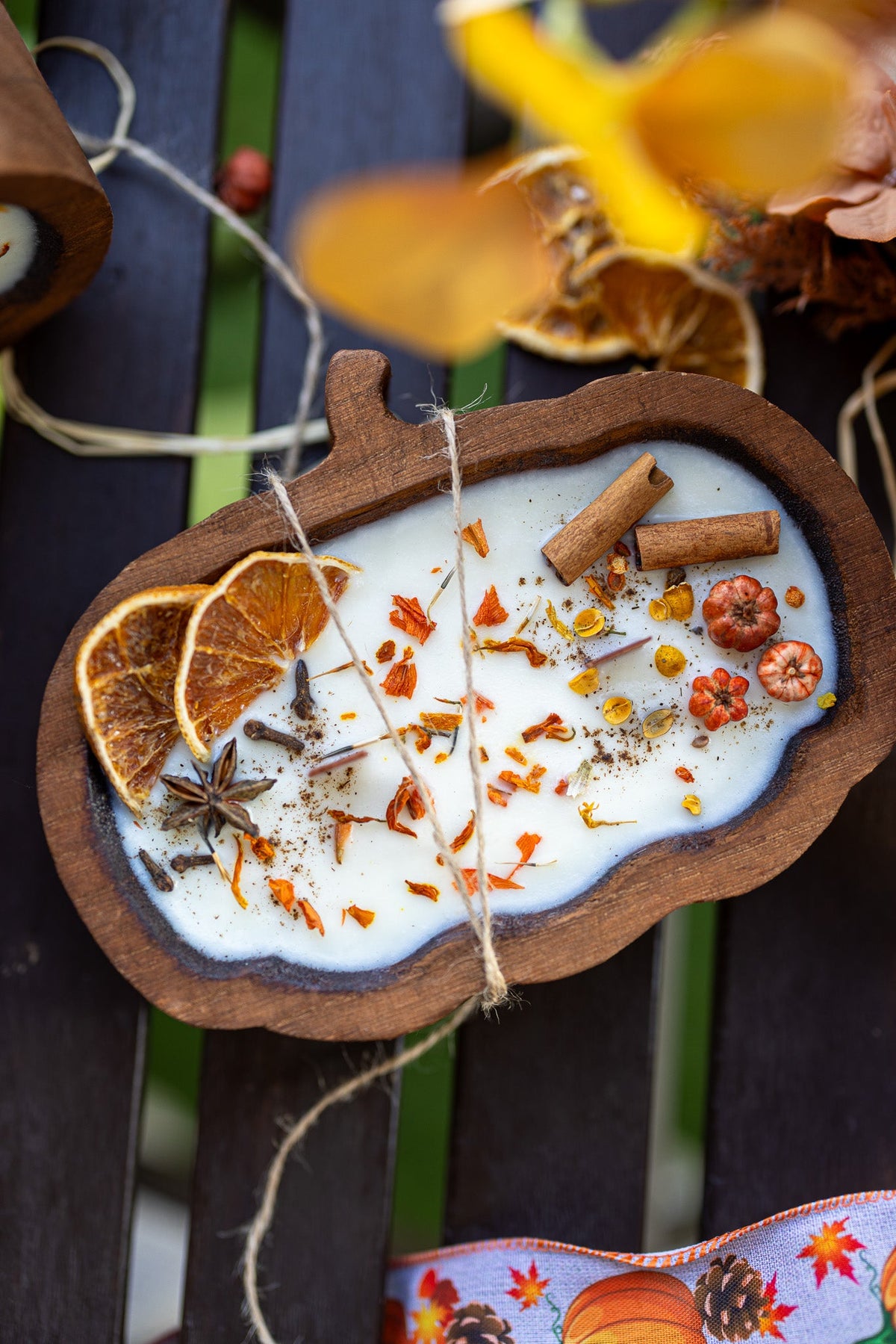 CedarGrove Wooden Pumpkin Candle In Reusable Dough Bowl