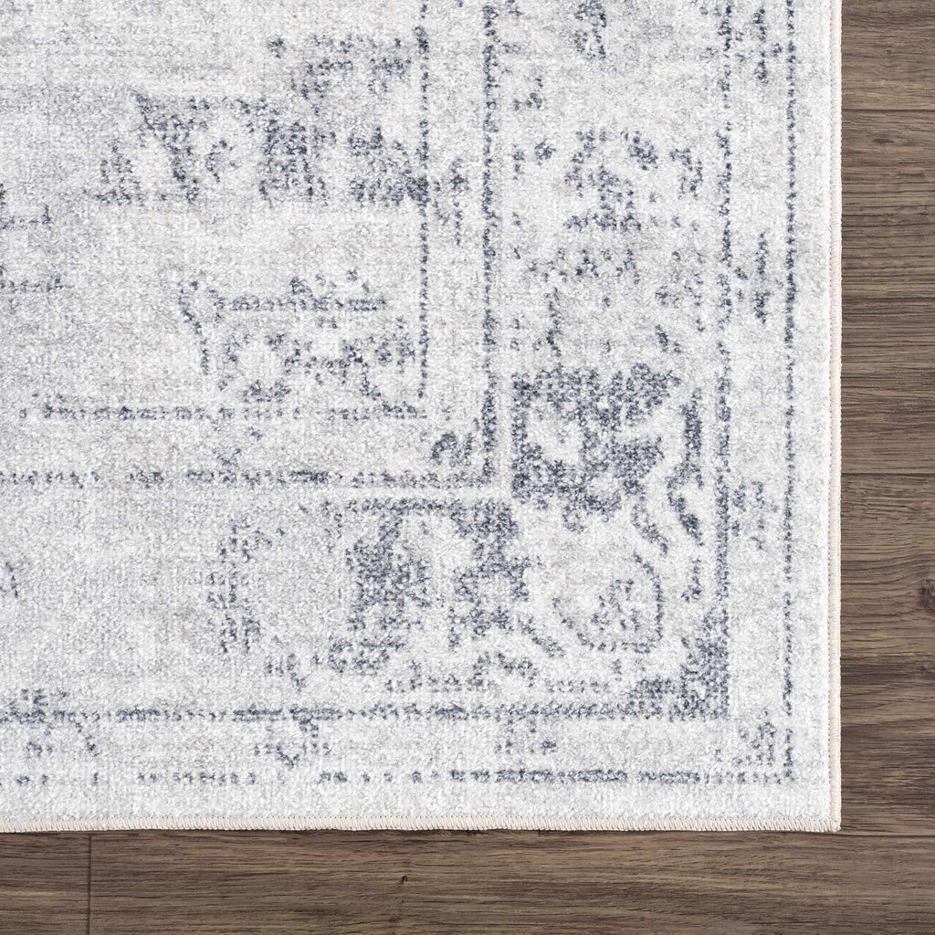 Akram Anthracite Washable Rug With Traditional Pattern