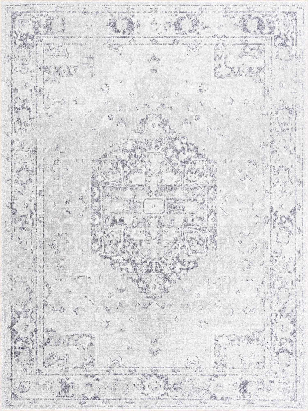 Akram Anthracite Washable Rug With Traditional Pattern