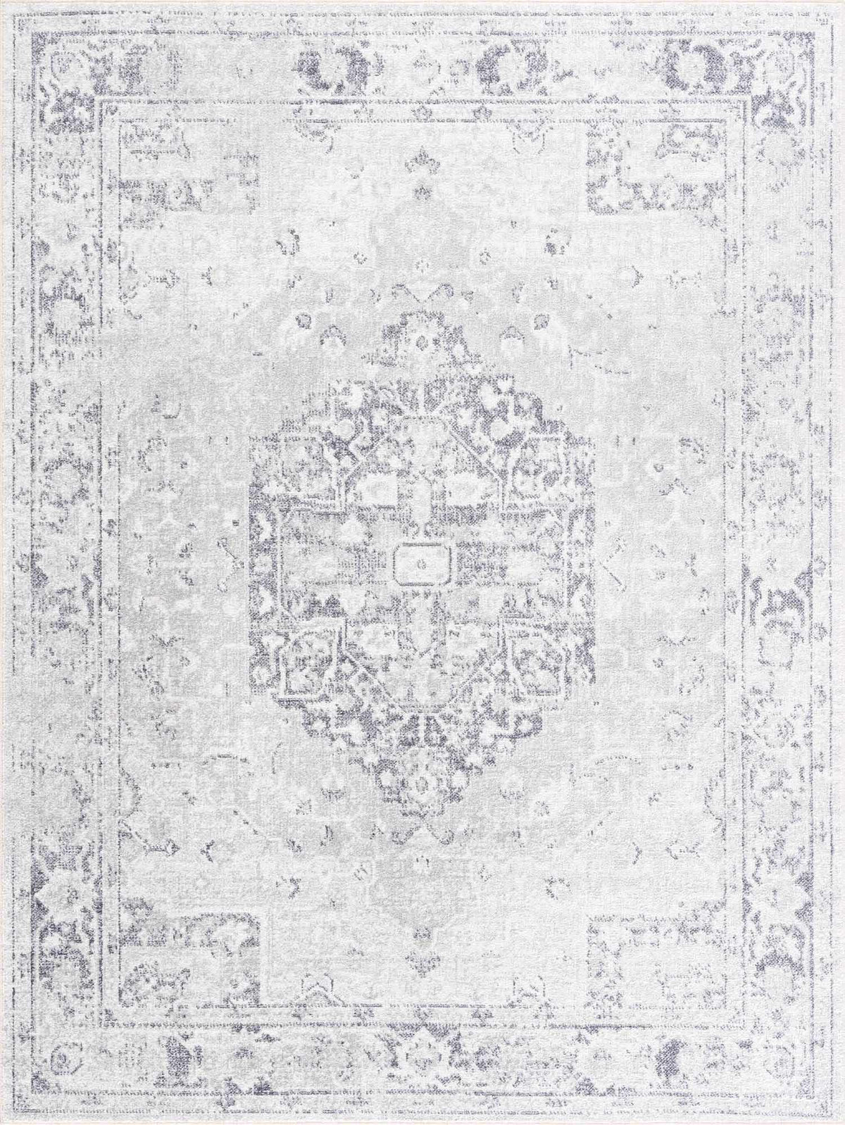 Akram Anthracite Washable Rug With Traditional Pattern