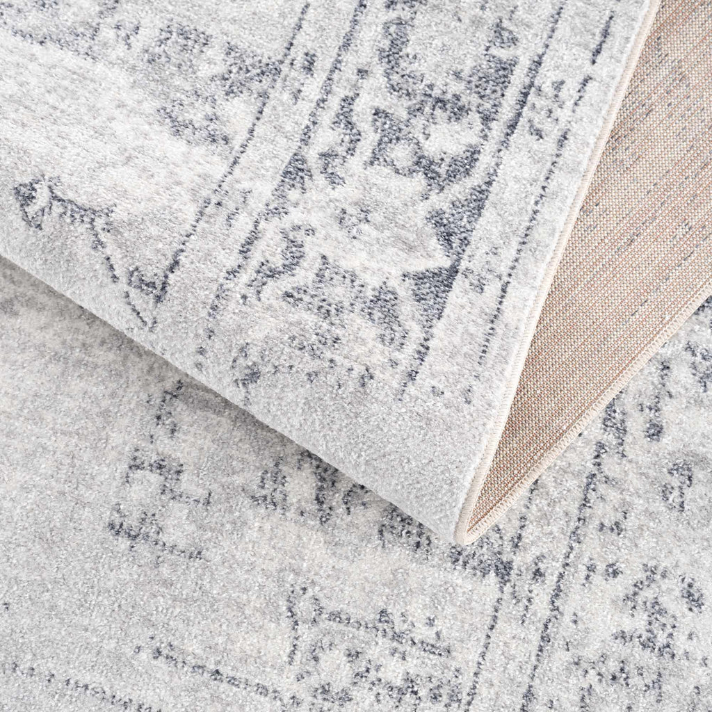 Akram Anthracite Washable Rug With Traditional Pattern
