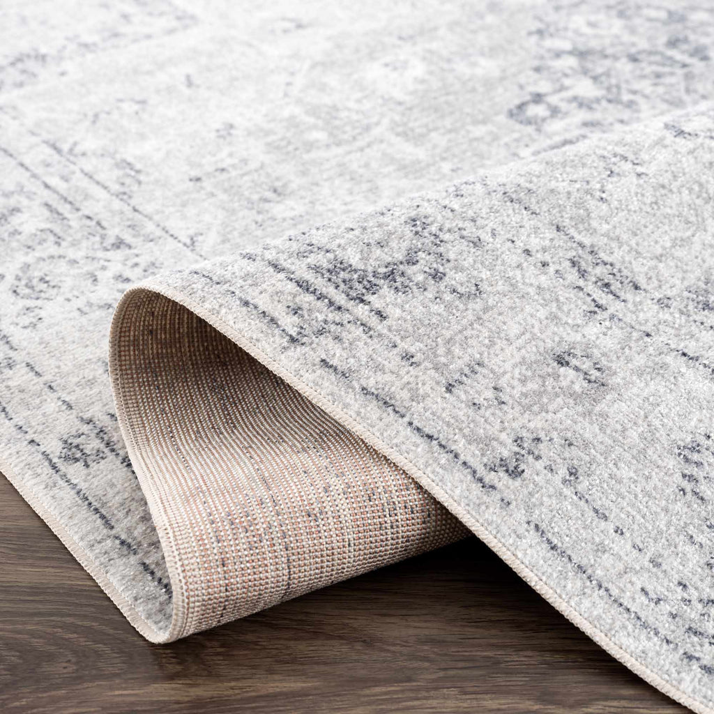 Akram Anthracite Washable Rug With Traditional Pattern