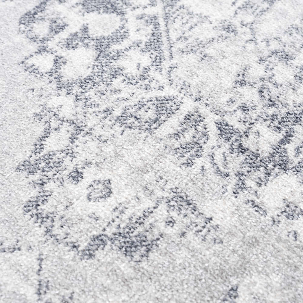 Akram Anthracite Washable Rug With Traditional Pattern