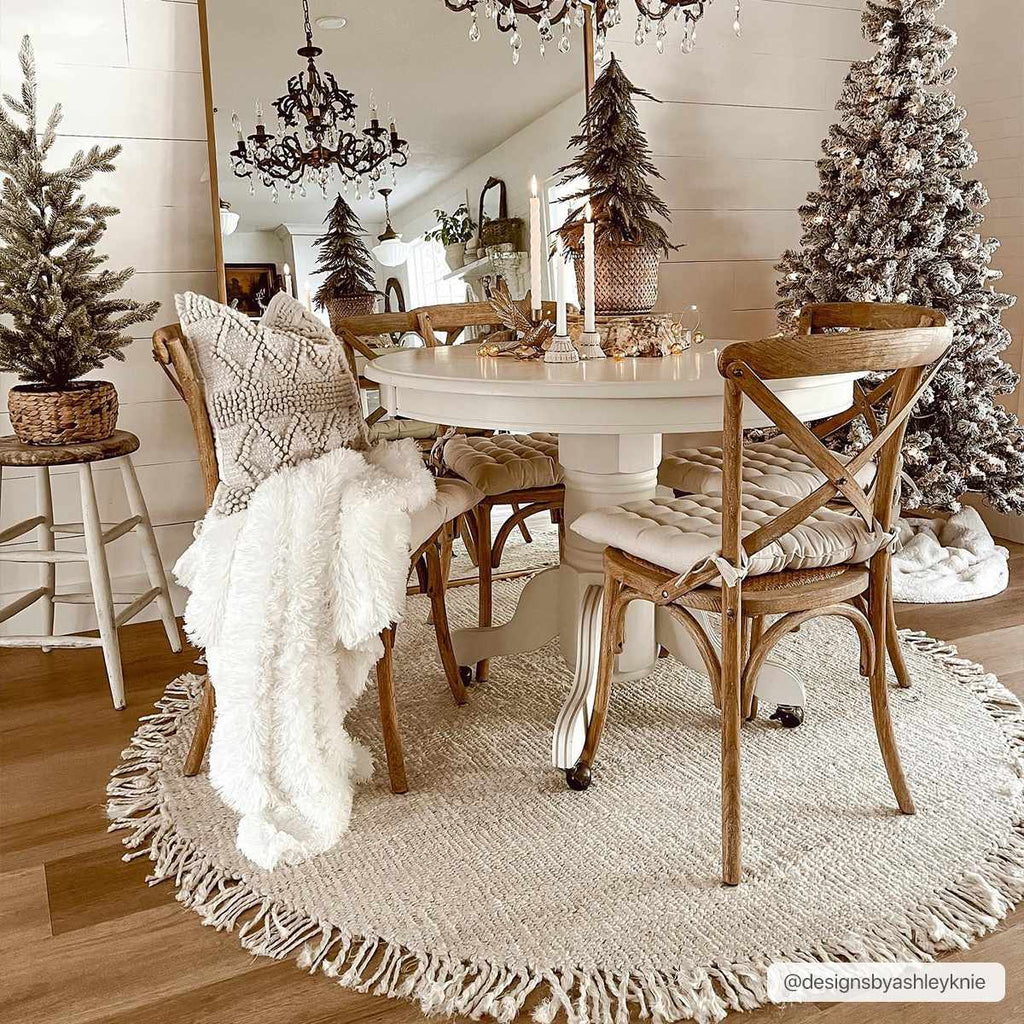 Iantha Handmade Ivory Jute Rug With Custom Shape And Fringe