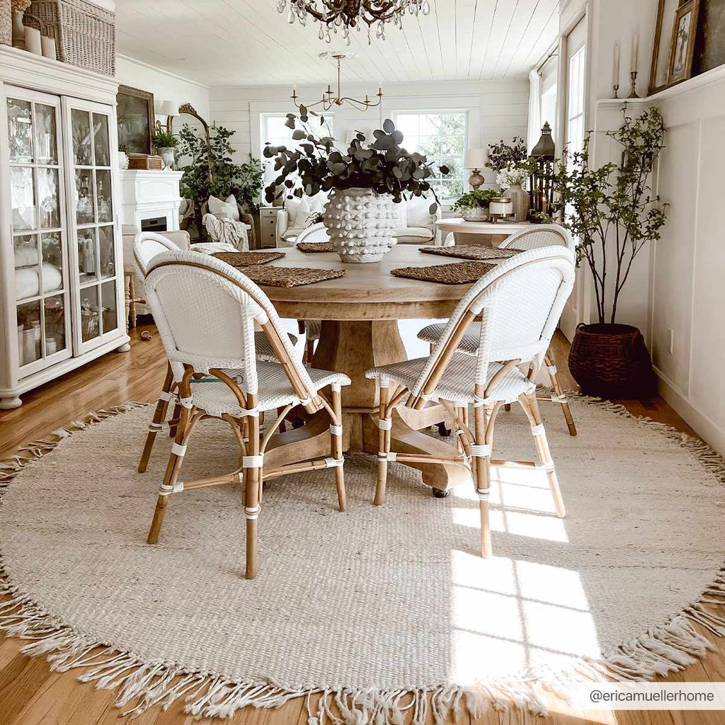 Iantha Handmade Ivory Jute Rug With Custom Shape And Fringe