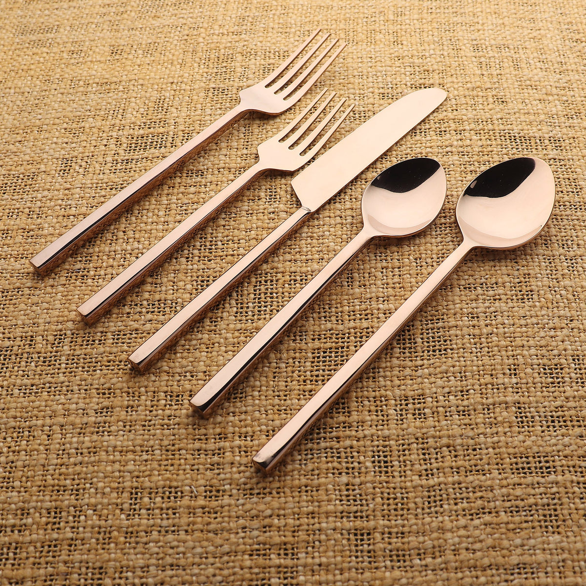 Jason PVD Flatware 5 Piece Square Handle Place Setting