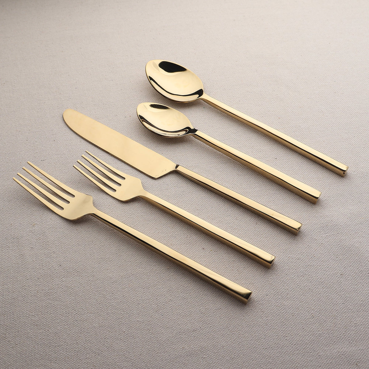 Jason PVD Flatware 5 Piece Square Handle Place Setting