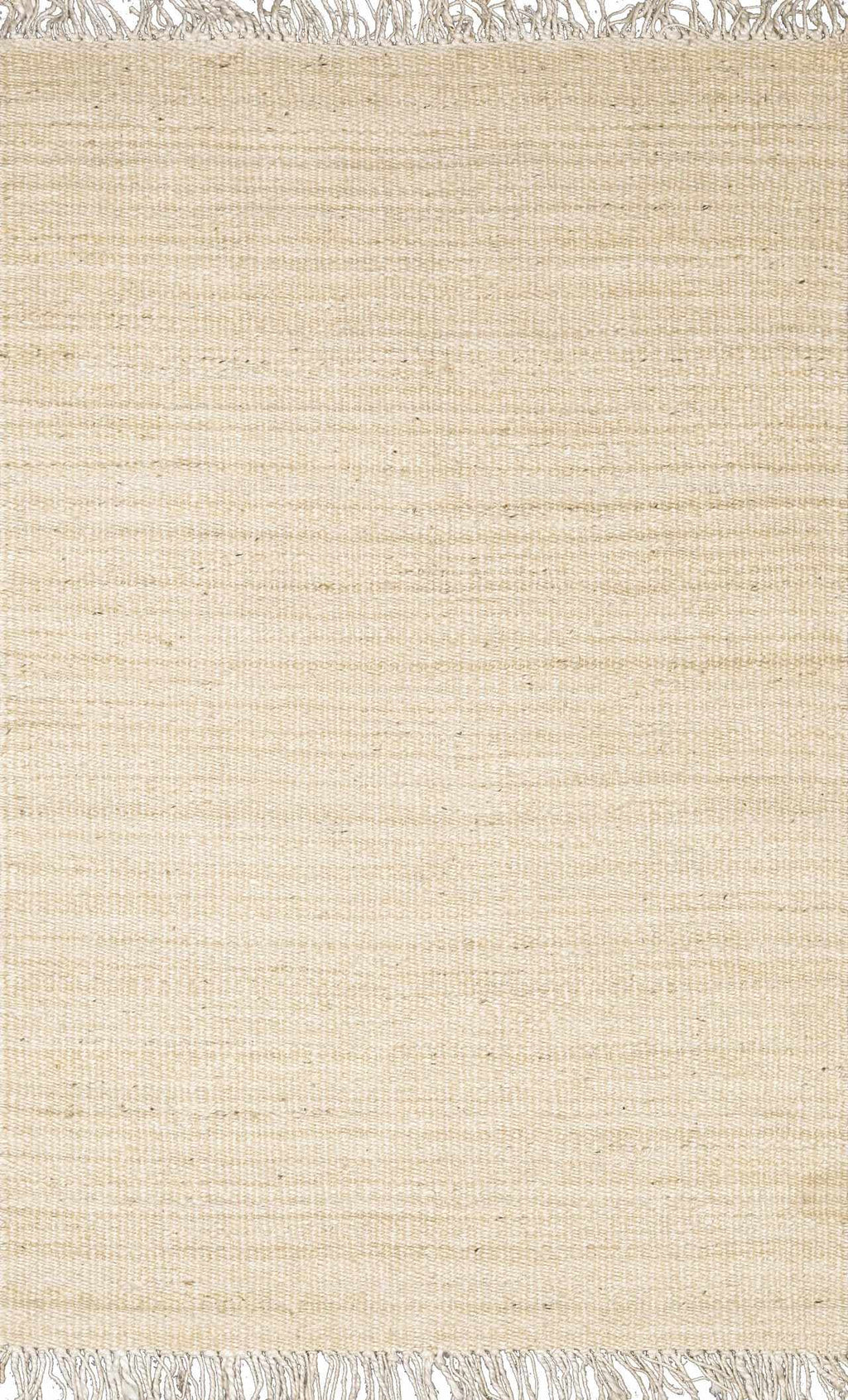 Iantha Handmade Ivory Jute Rug With Custom Shape And Fringe