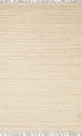 Iantha Handmade Ivory Jute Rug With Custom Shape And Fringe