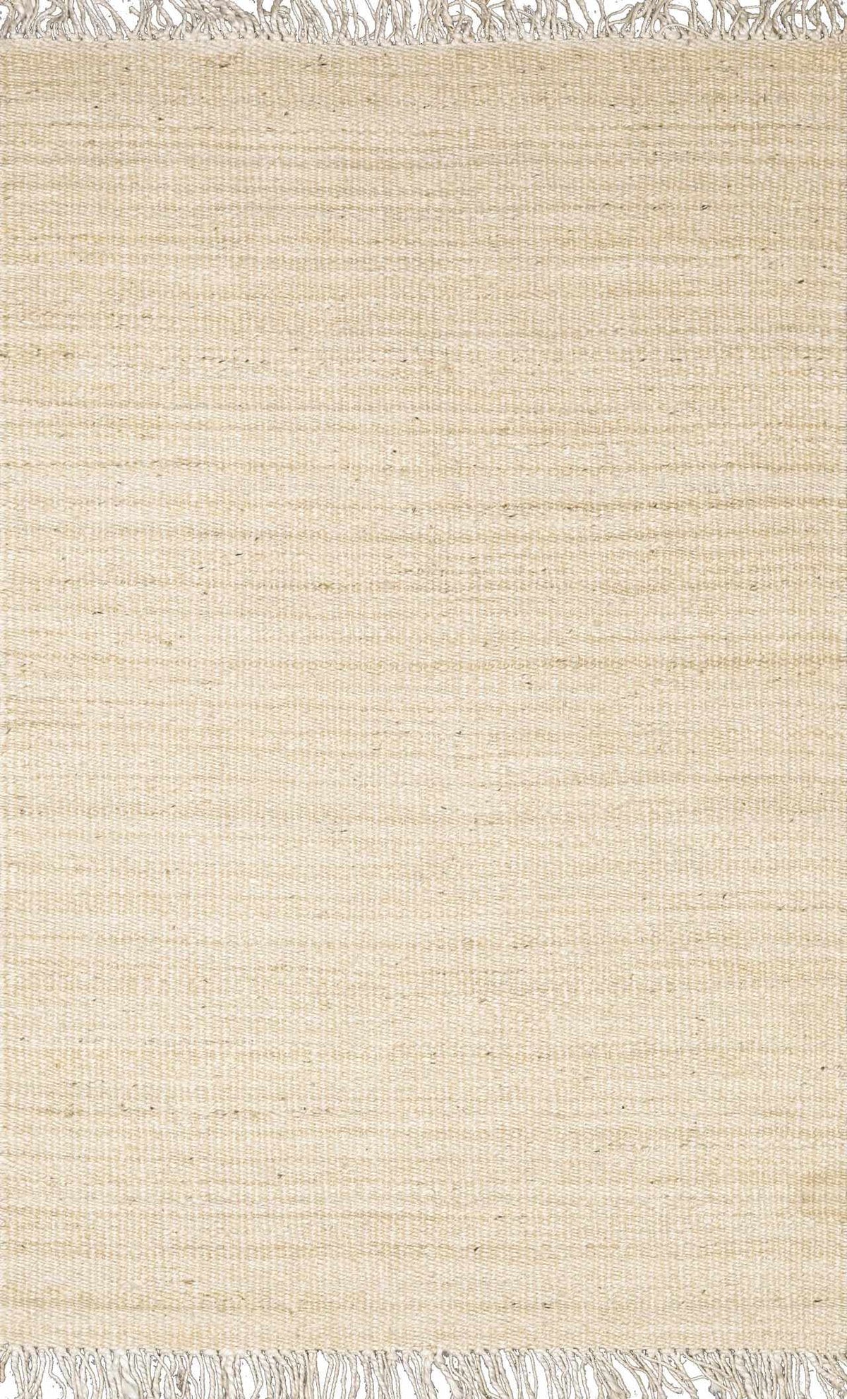 Iantha Handmade Ivory Jute Rug With Custom Shape And Fringe