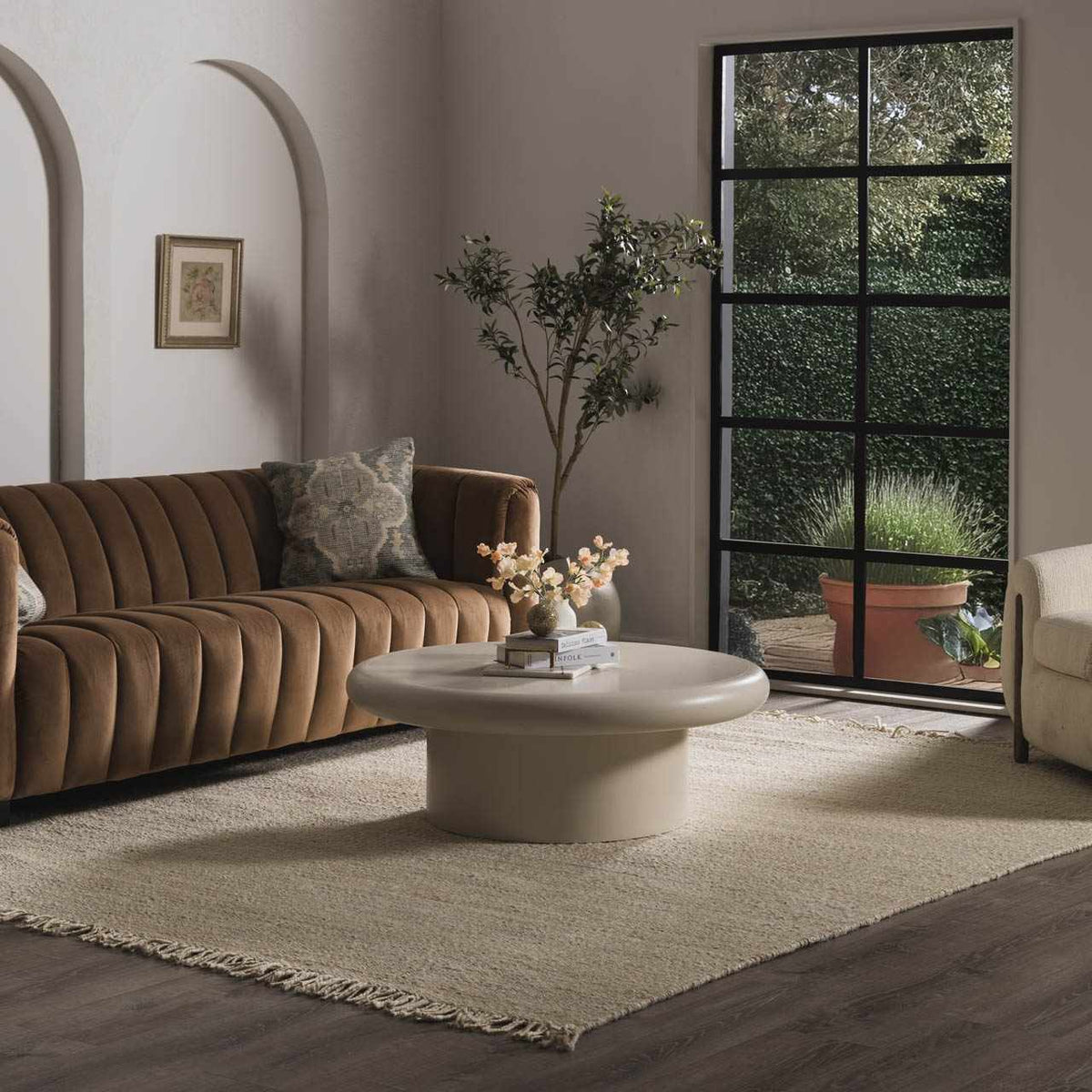 Iantha Handmade Ivory Jute Rug With Custom Shape And Fringe