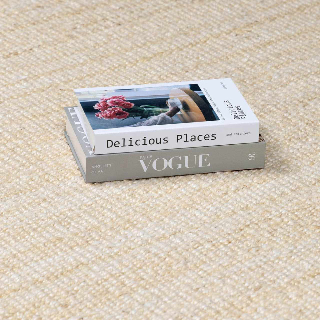 Iantha Handmade Ivory Jute Rug With Custom Shape And Fringe