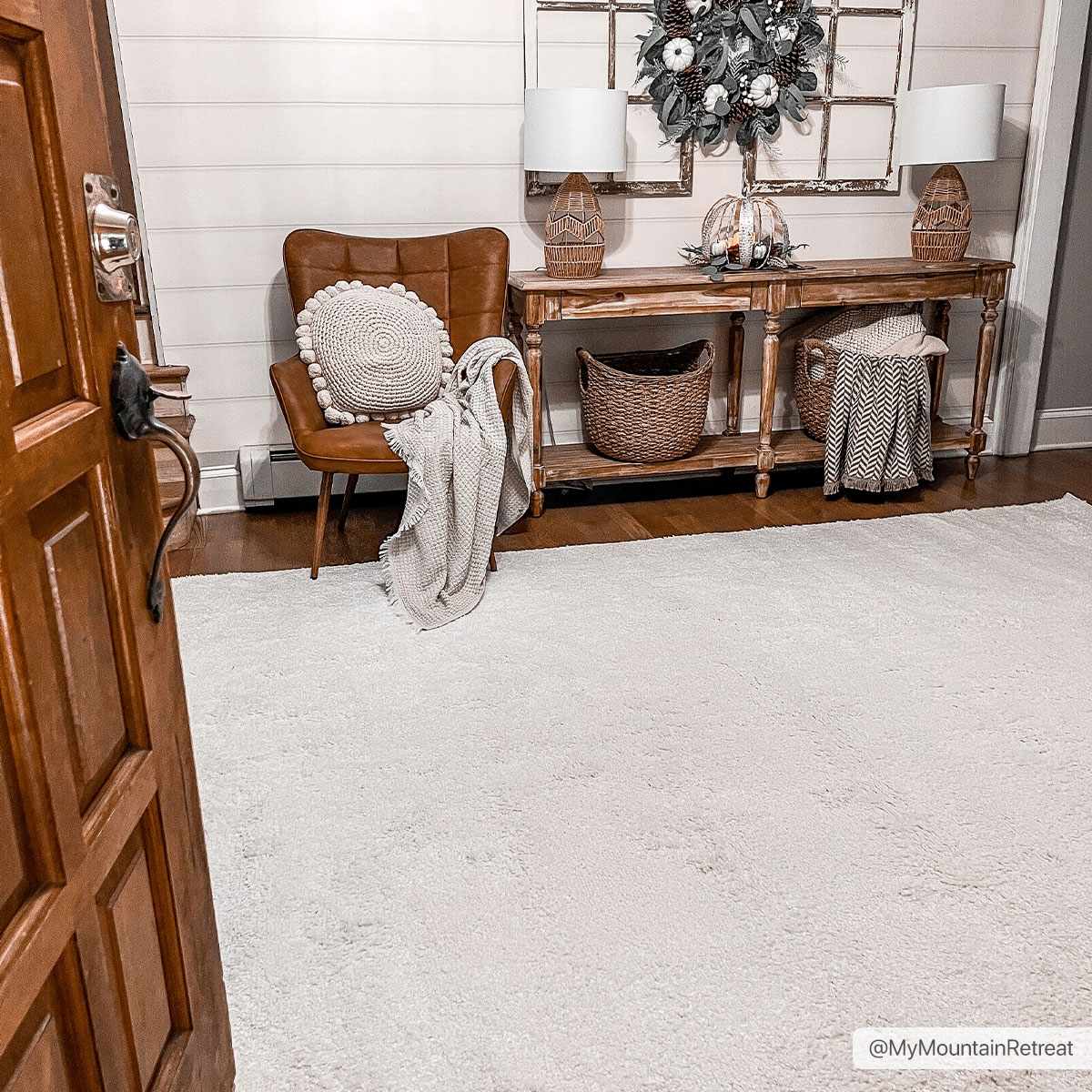 Judy Plush Washable Area Rug Off White Rubber Backed