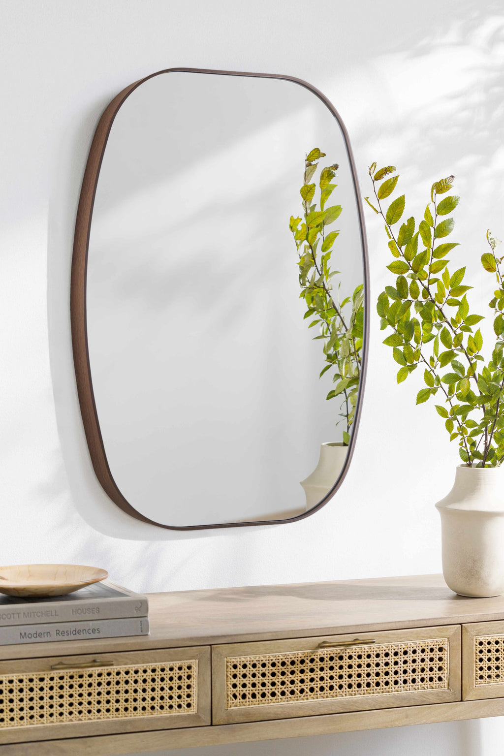 Kopparberg Dark Brown Aluminum Mirror Contemporary Warm Frame