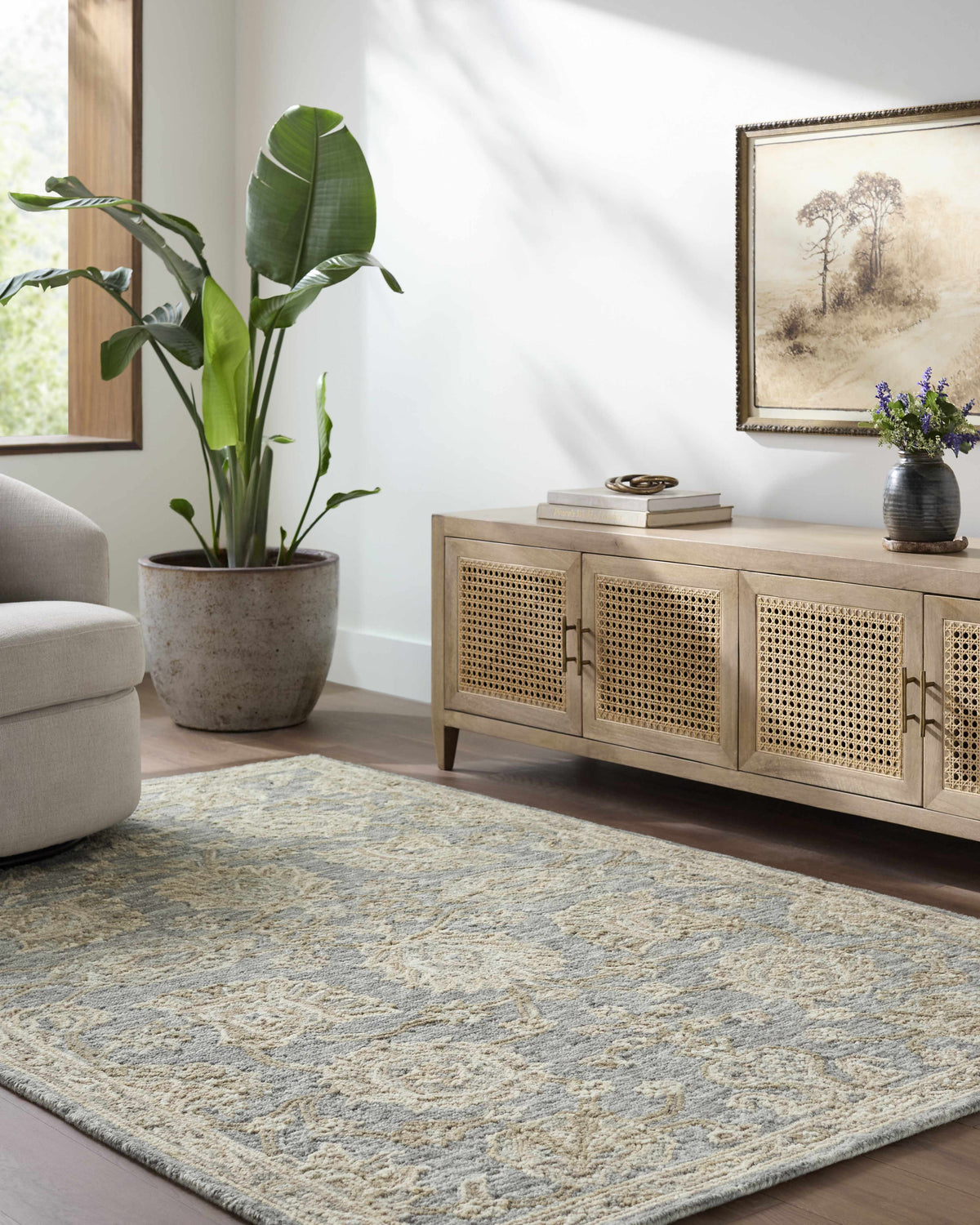 Ayesha Oushak Area Rug Hand Tufted Wool Slate Taupe