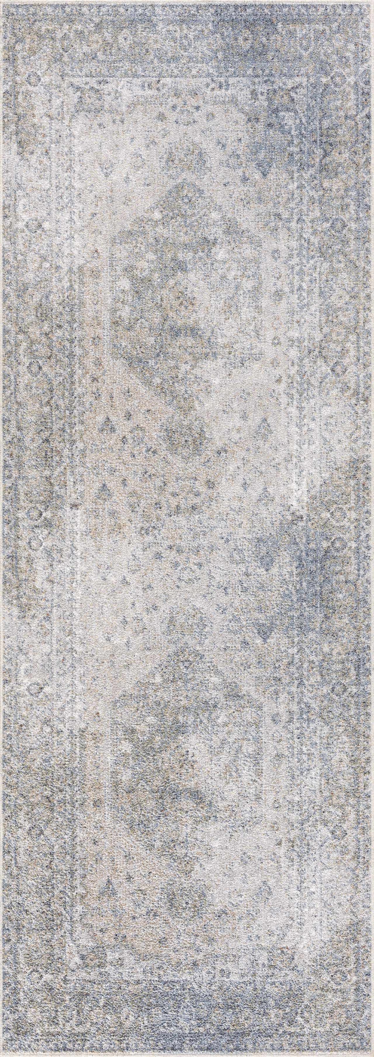 Boutique Gael Blue Traditional Pattern Washable Rug