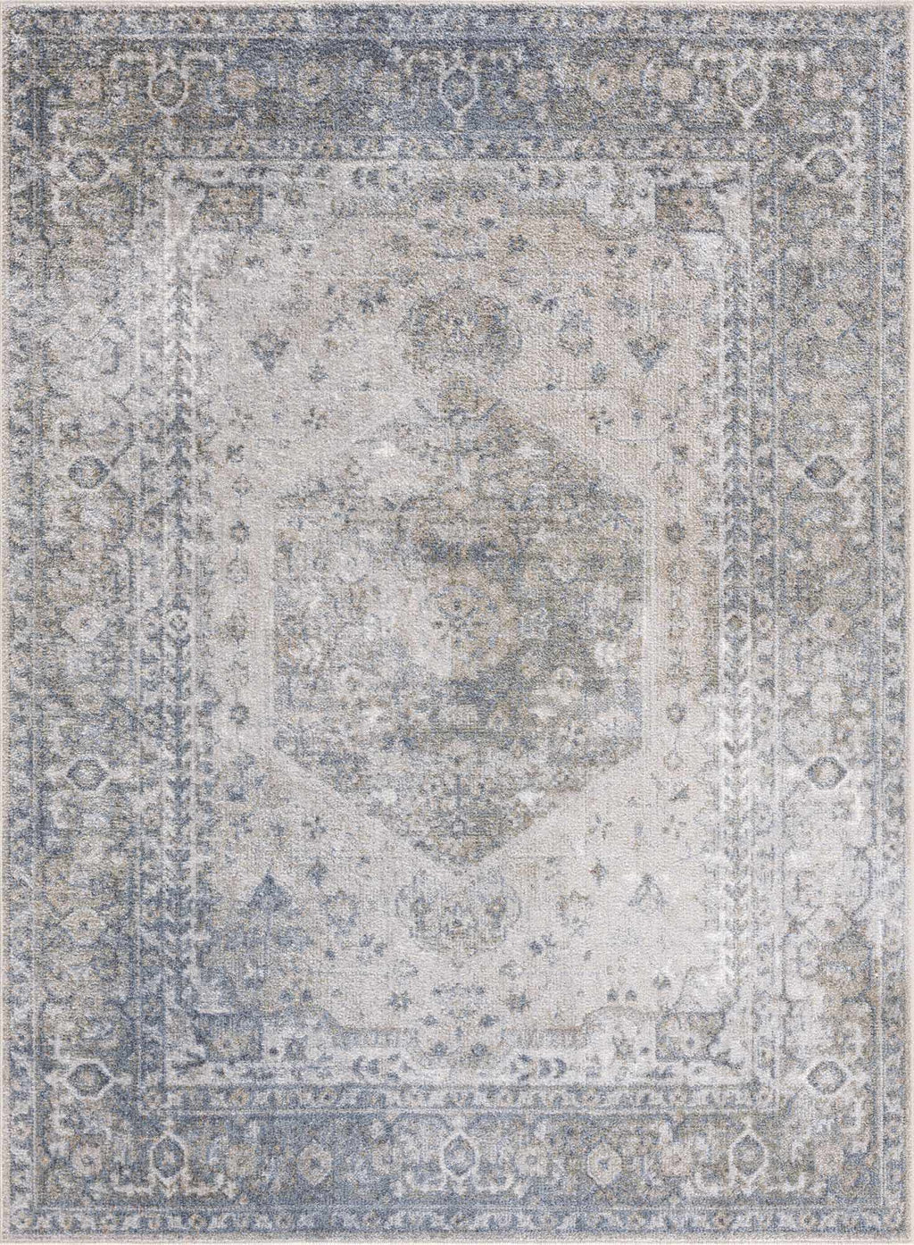 Boutique Gael Blue Traditional Pattern Washable Rug