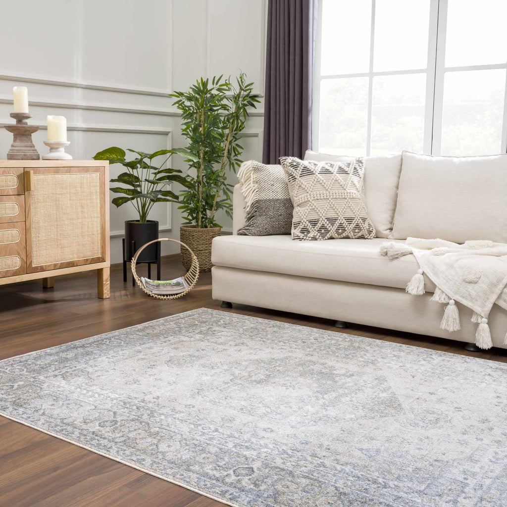 Boutique Gael Blue Traditional Pattern Washable Rug