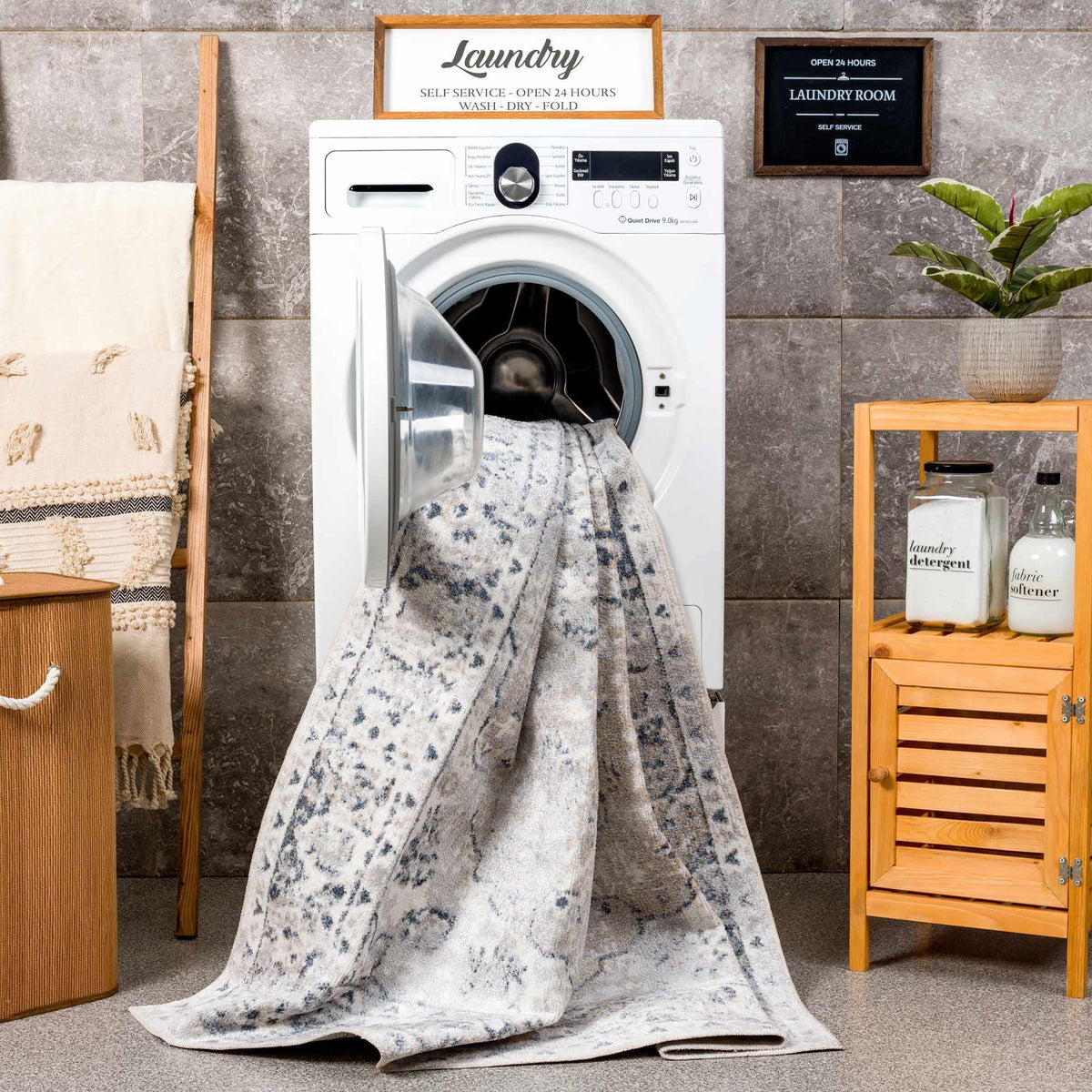 Rudo Elegant Machine Washable Flat Pile Floor Rug