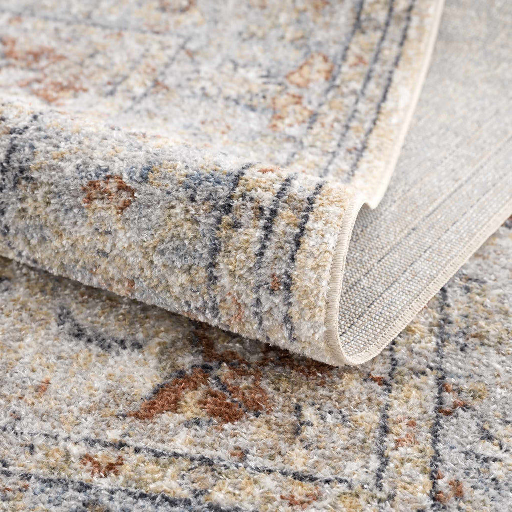 Emke Machine Washable Flat Pile Rug In Navy Pattern