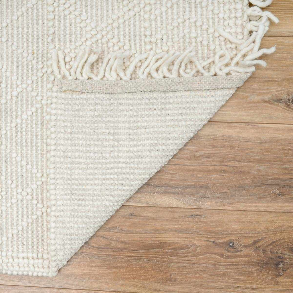 Ramsbury Trellis Weave Hand Woven Wool Blend Rug In Beige