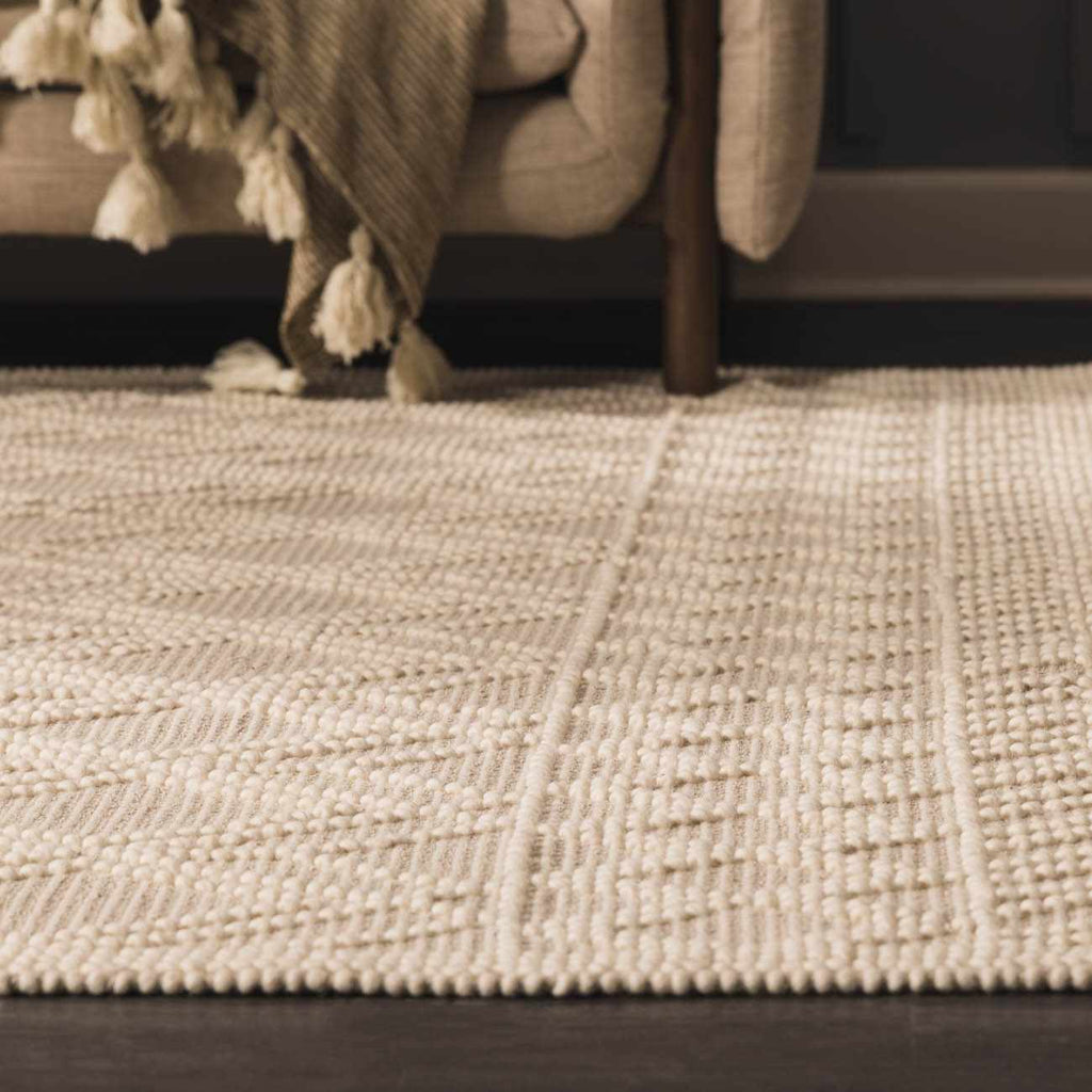 Ramsbury Trellis Weave Hand Woven Wool Blend Rug In Beige