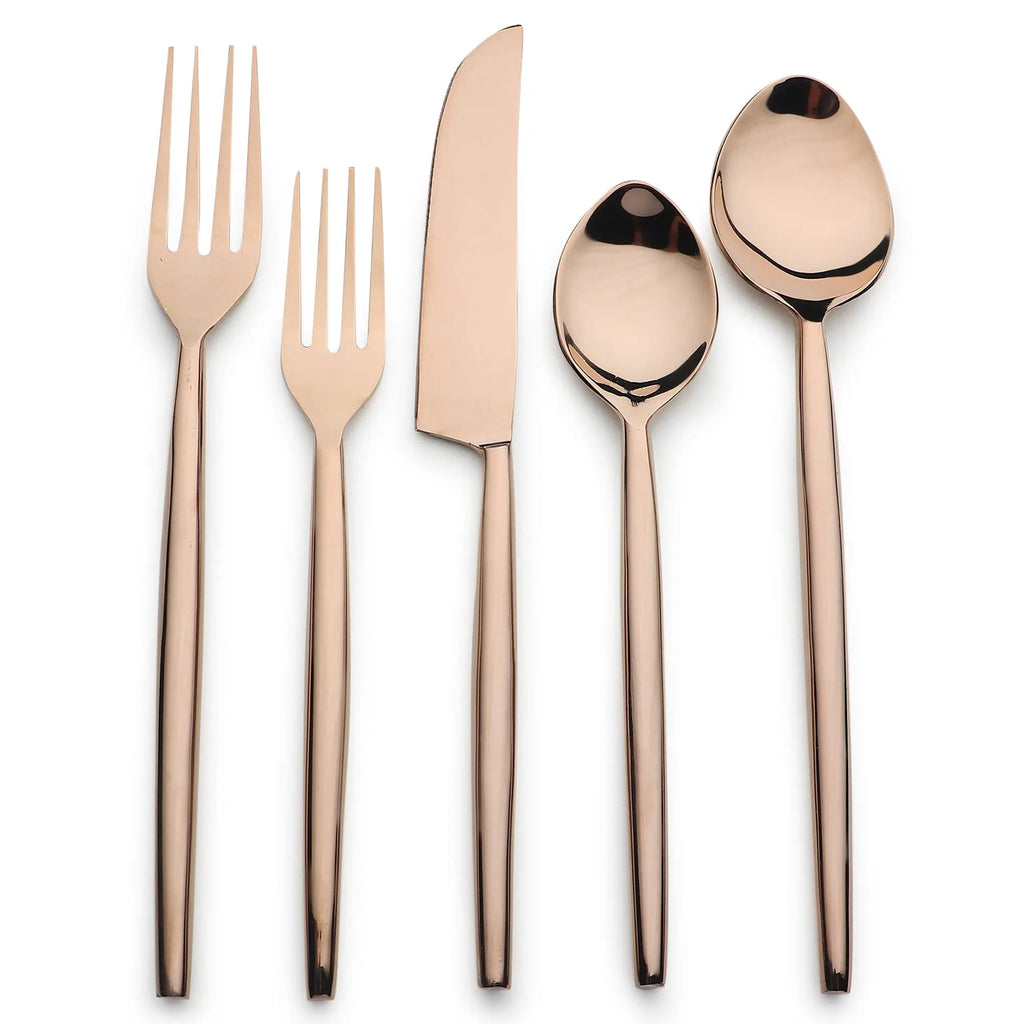 Brio PVD 5 Piece Flatware Set With Elegant Minimalist Design