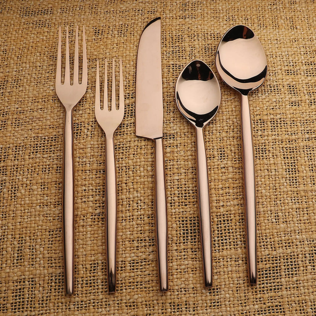 Brio PVD 5 Piece Flatware Set With Elegant Minimalist Design