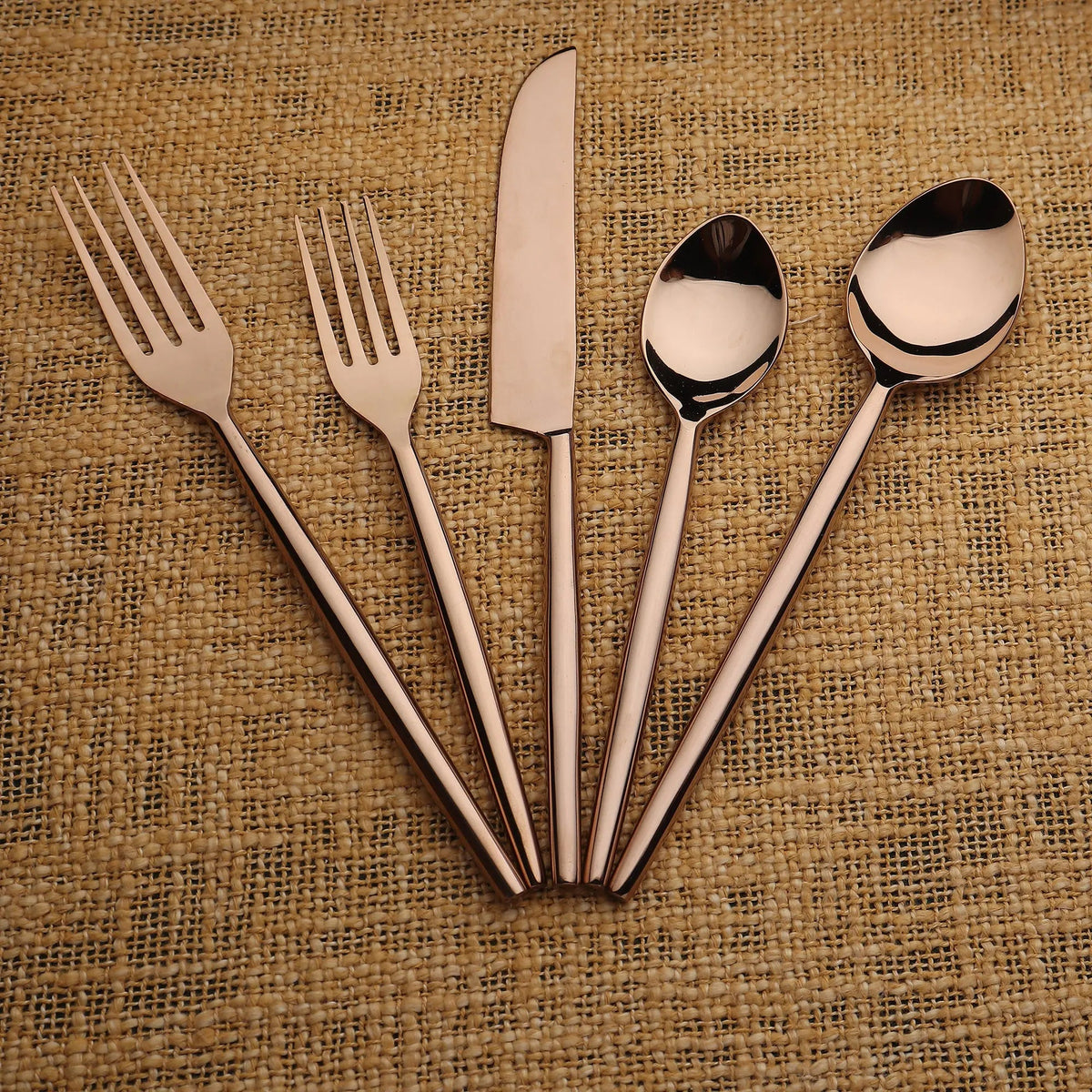 Brio PVD 5 Piece Flatware Set With Elegant Minimalist Design