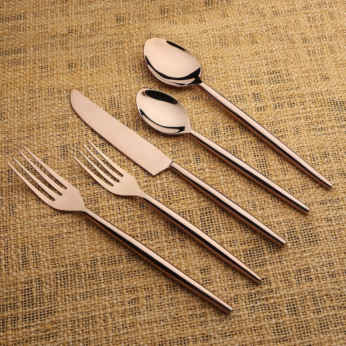 Brio PVD 5 Piece Flatware Set With Elegant Minimalist Design