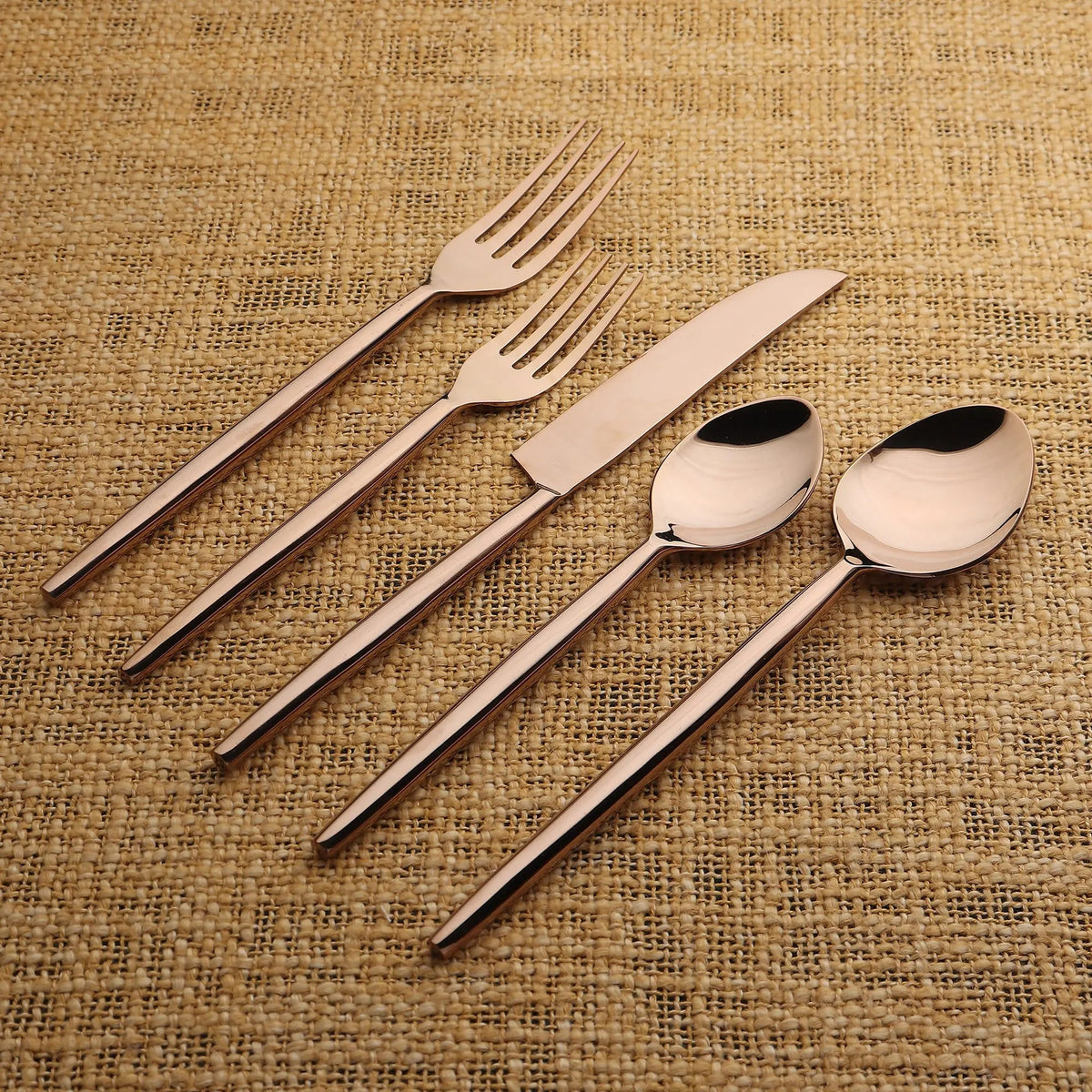 Brio PVD 5 Piece Flatware Set With Elegant Minimalist Design