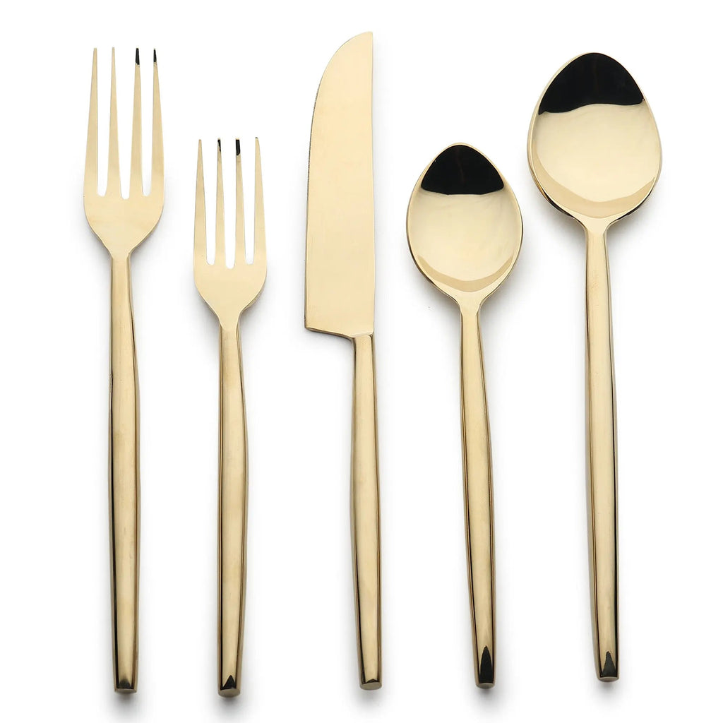 Brio PVD 5 Piece Flatware Set With Elegant Minimalist Design