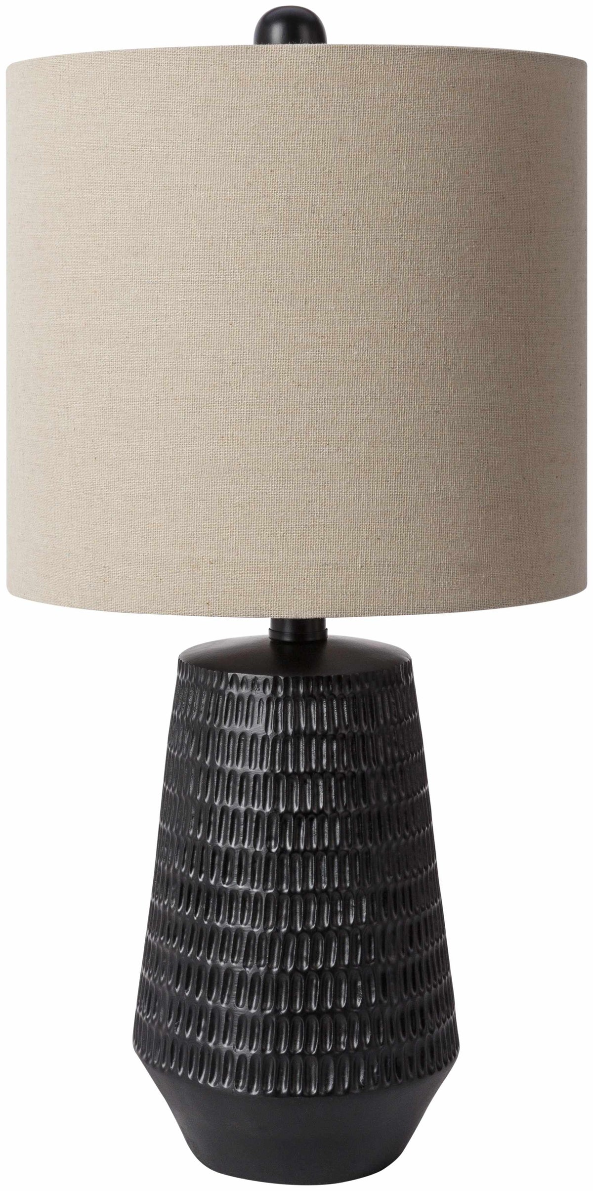 Berehomet Black Resin Table Lamp With Bronze Details And Linen Shade