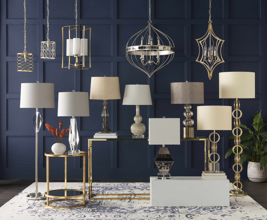 Zell Polished Gold Crystal Table Lamp With Three Way Switch