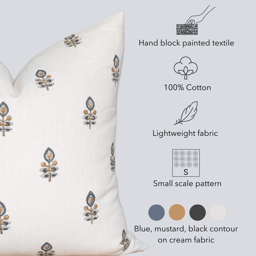 Marla Exclusive Hand Block Printed Floral Pillow Cover