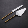 Medicki Vintage Gold Two Piece Cake Server Set With Long Handles