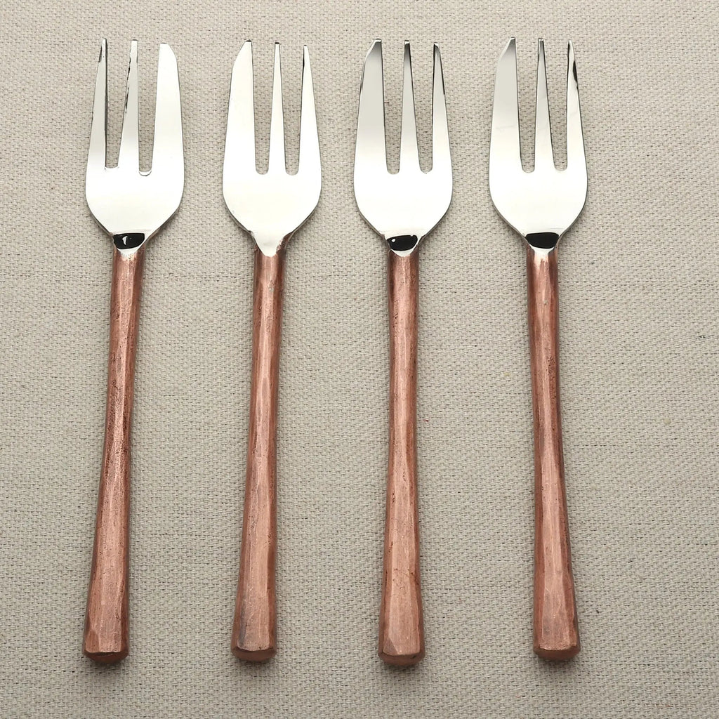 Medicki Antique Copper Beveled Dessert Fork Set 4 Pcs