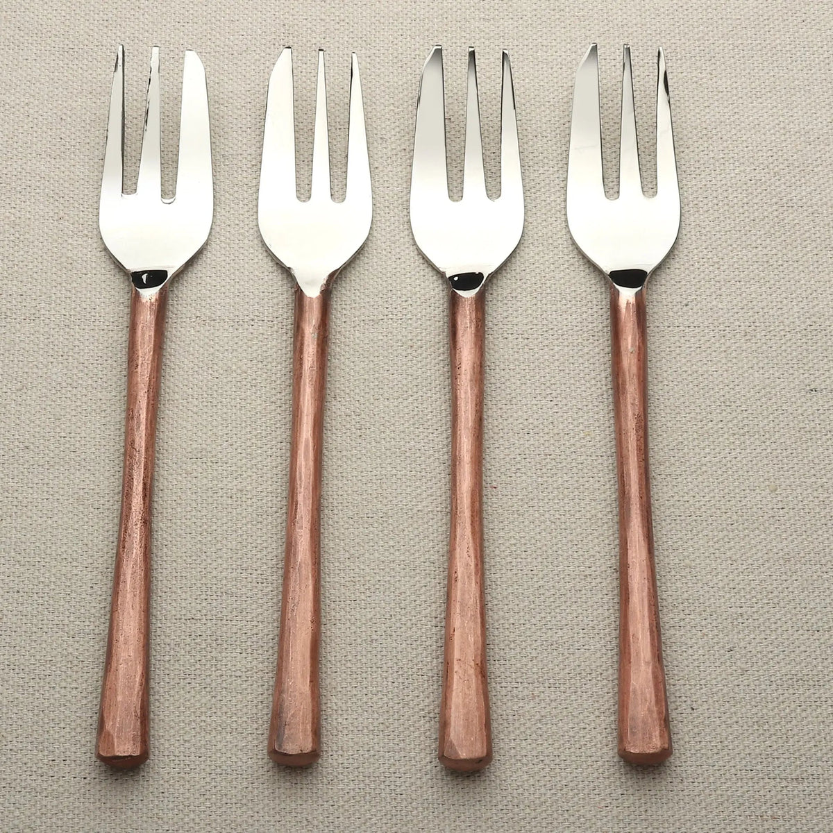 Medicki Antique Copper Beveled Dessert Fork Set 4 Pcs